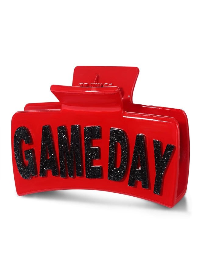 فالين مشبك شعر فالين ليوم المباراة للنساء، 4 بوصات، مشبك شعر رياضي لكرة القدم، أحمر وأسود، مشبك شعر أكريليك، إكسسوارات شعر لأمهات لاعبي كرة القدم، ملابس يوم المباراة، هدايا حفلات رياضية - Image 1